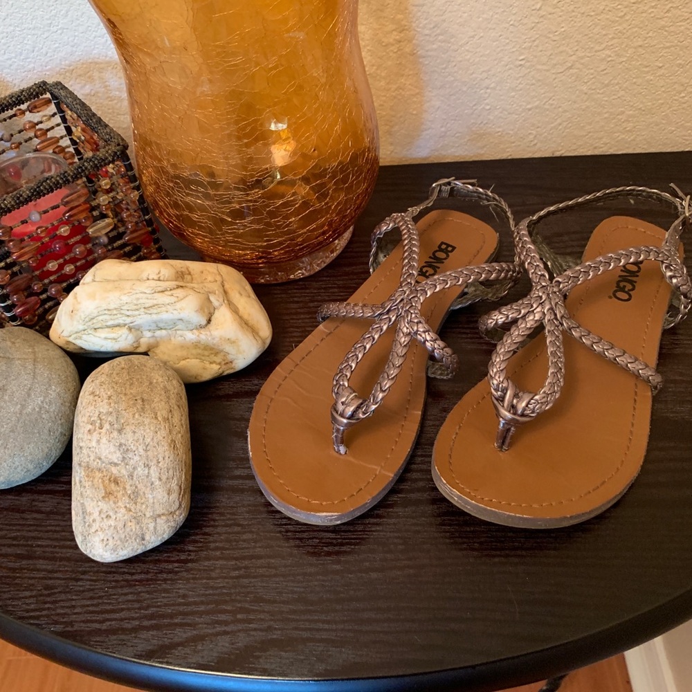 Silver braided sandals
